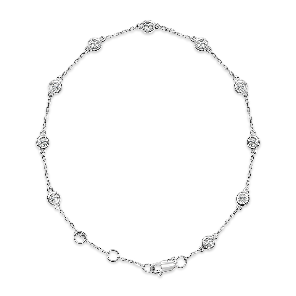 14K White Gold 1/2 Cttw Bezel Set Lab Grown